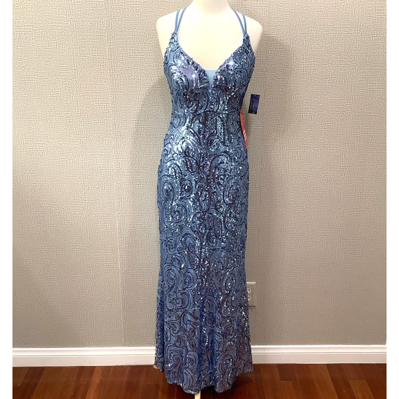 Morgan & Co. Dresses & Skirts - MORGAN & CO Stunning Formal Ice Blue Sequin Halter Dress